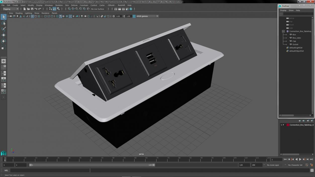 3D model Connection Box Tabletop Universal Socket USB Charger Grey(1)