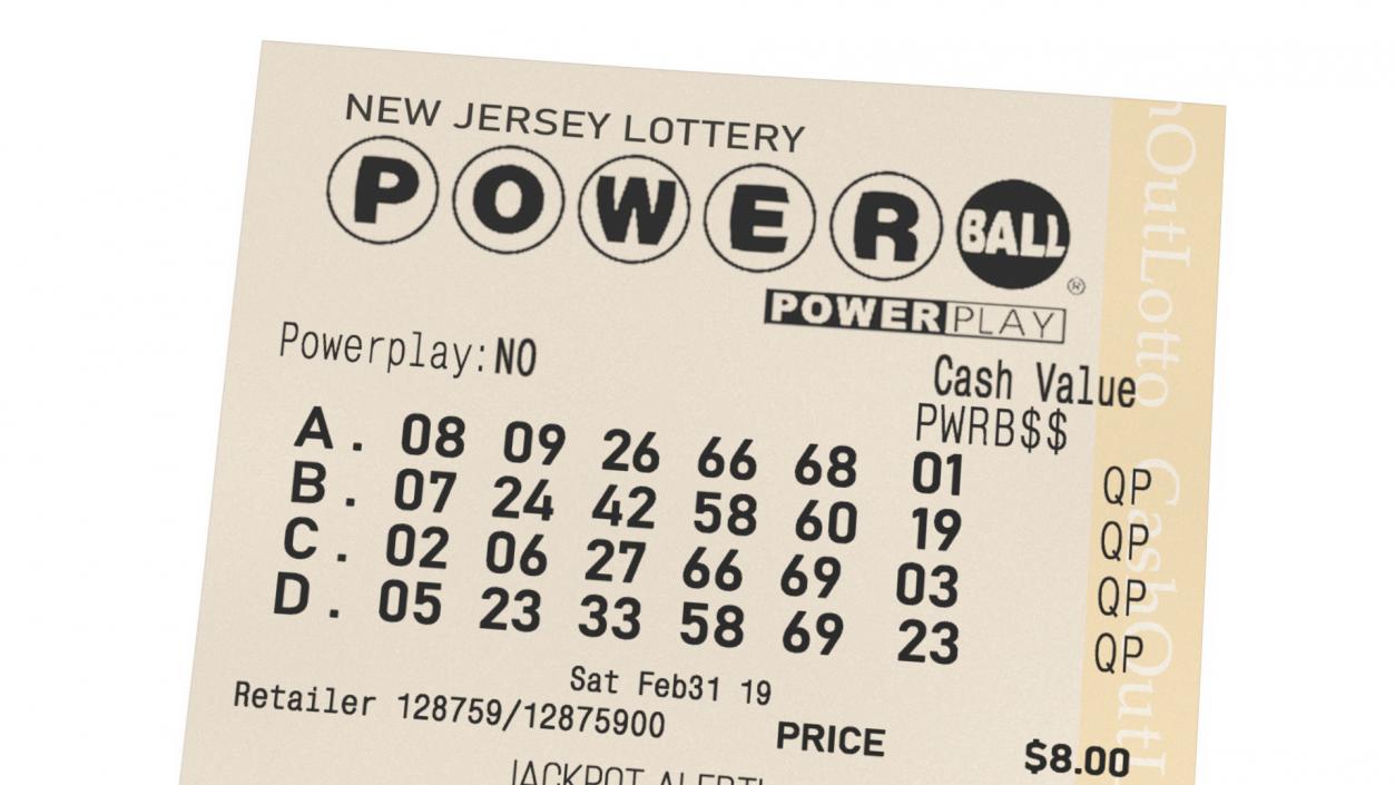 Flat Powerball Lottery Ticket 3D model