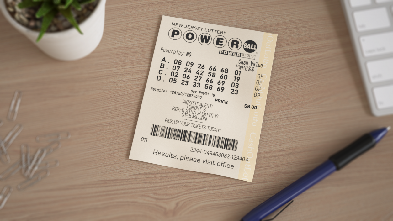 Flat Powerball Lottery Ticket 3D model