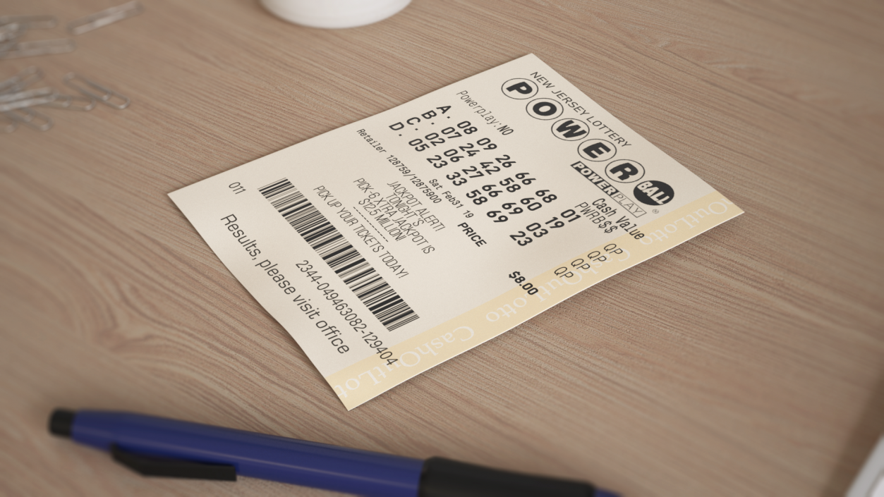 Flat Powerball Lottery Ticket 3D model