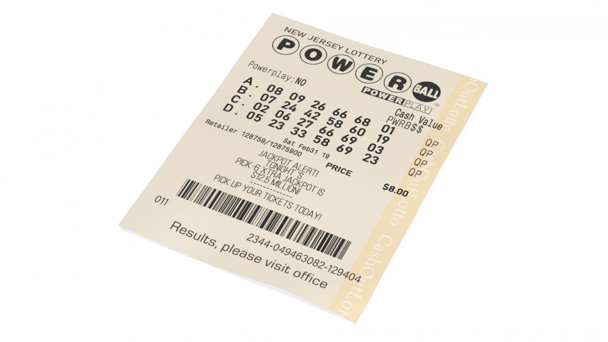 Flat Powerball Lottery Ticket 3D model