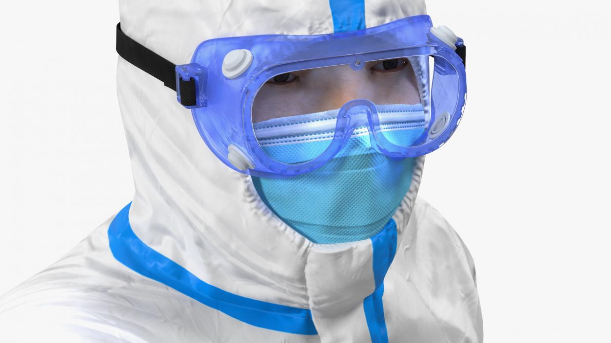 3D model Man Disposable Medical Protective Suit with Thermometer