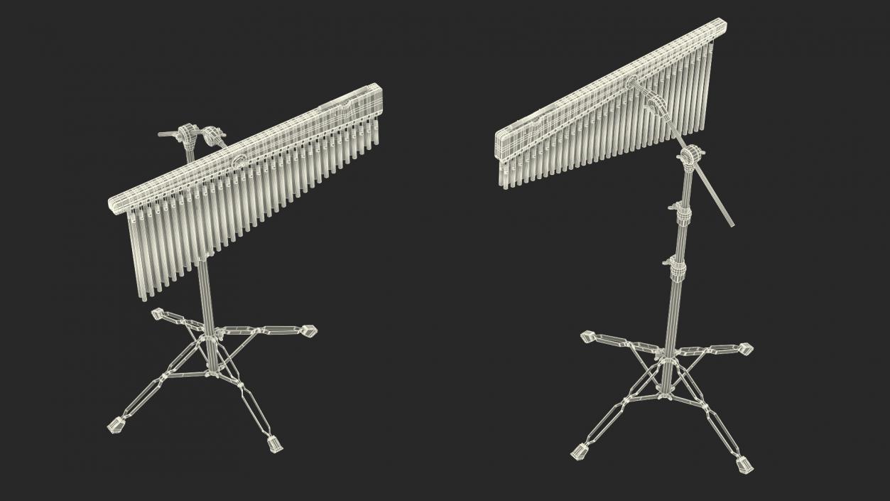 Chimes Percussion Instrument With Stand 3D model