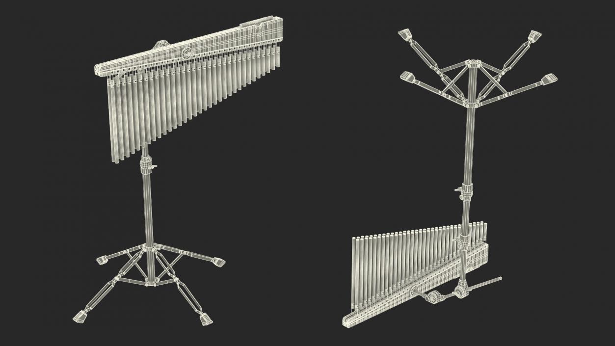 Chimes Percussion Instrument With Stand 3D model