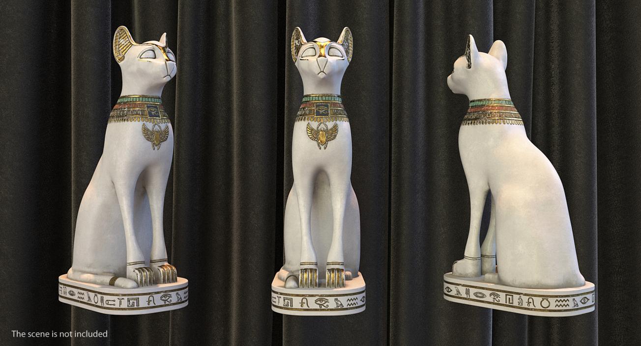 3D Ancient Egyptian Cat Statue White model