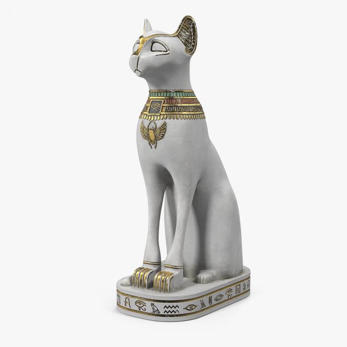 3D Ancient Egyptian Cat Statue White model