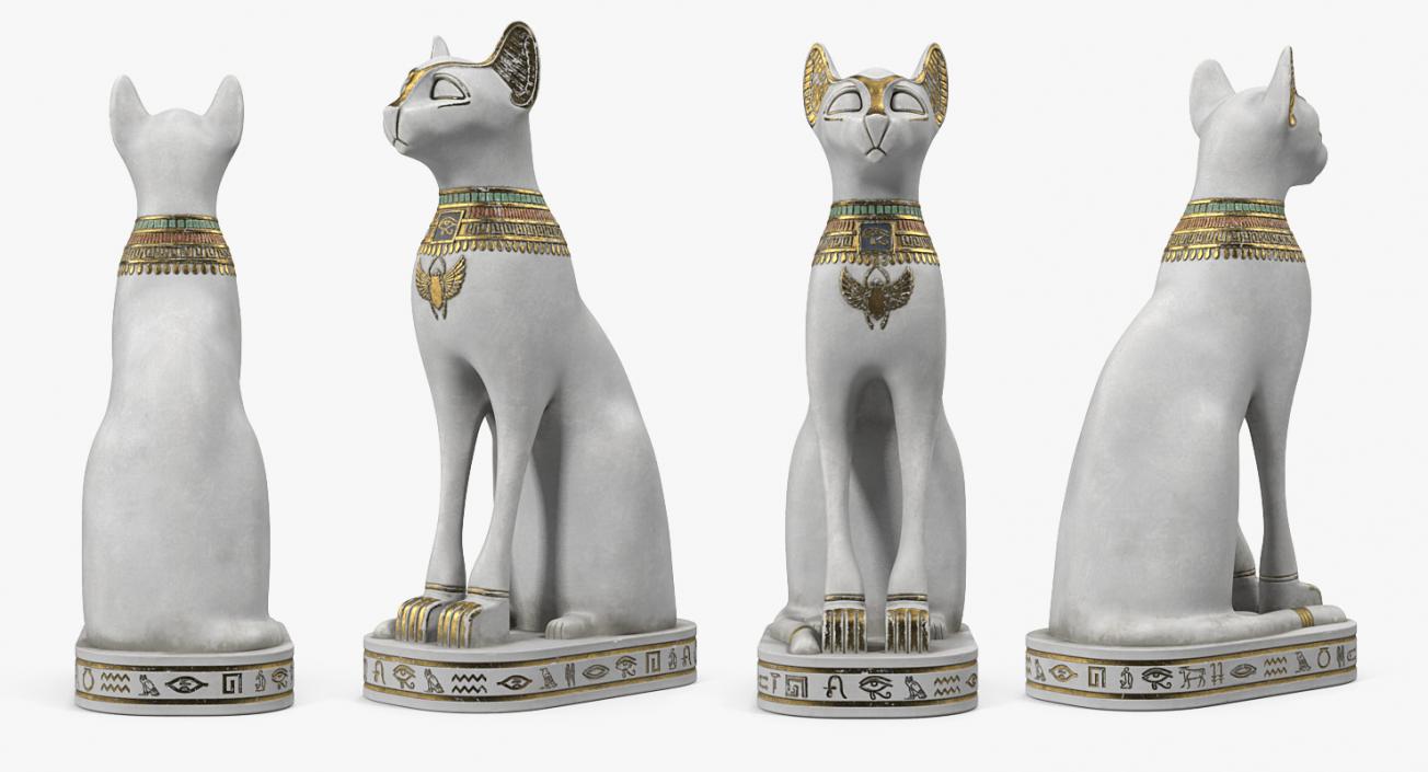 3D Ancient Egyptian Cat Statue White model