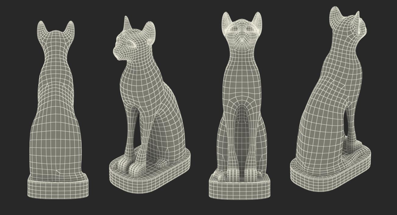 3D Ancient Egyptian Cat Statue White model