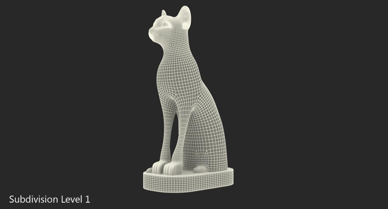 3D Ancient Egyptian Cat Statue White model