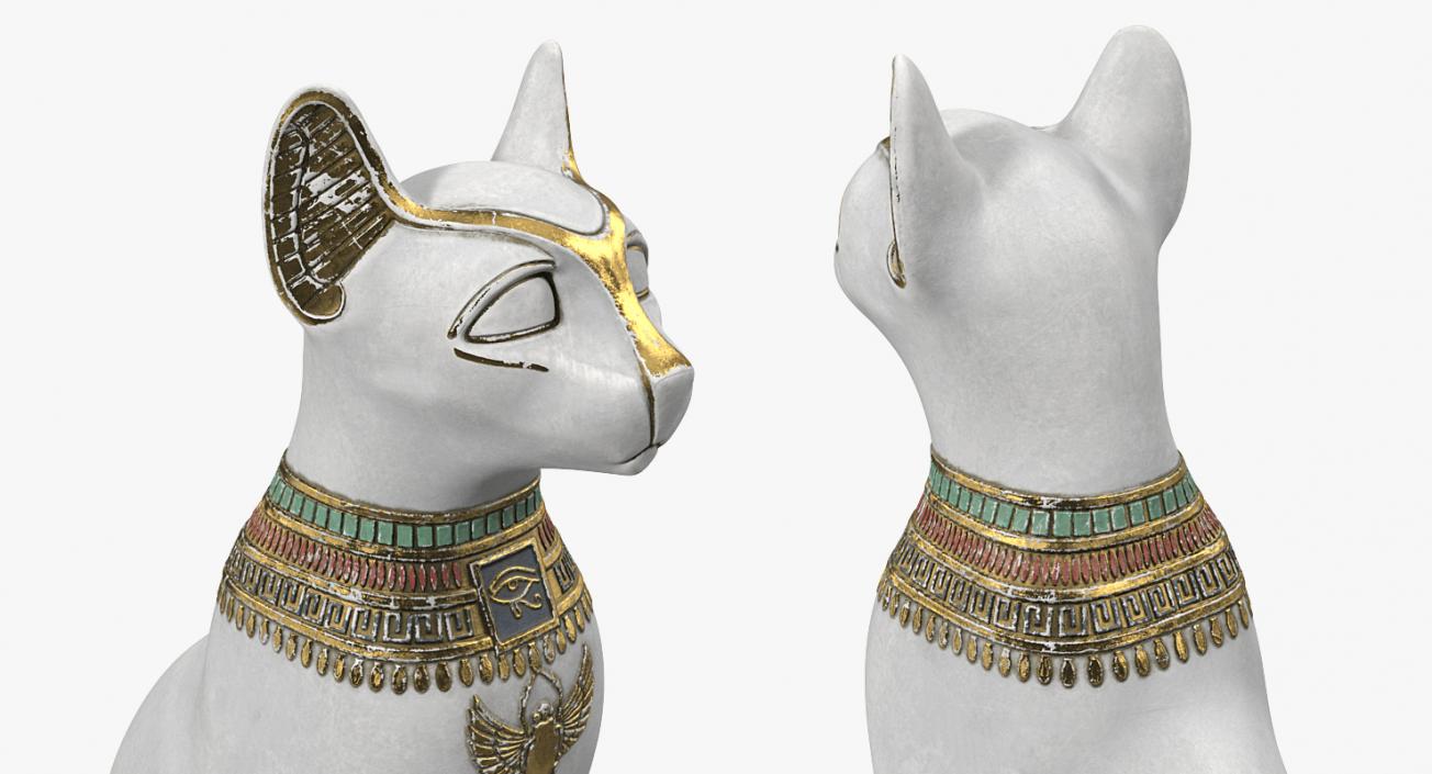 3D Ancient Egyptian Cat Statue White model