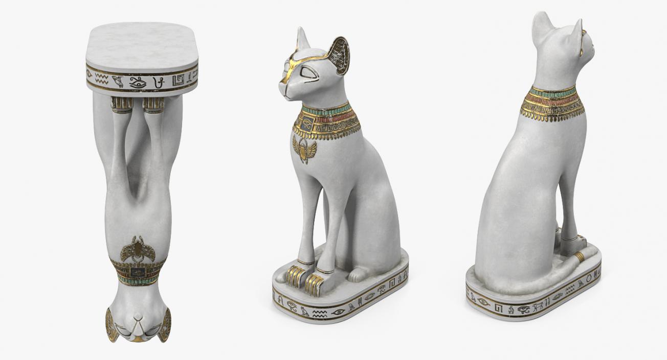 3D Ancient Egyptian Cat Statue White model