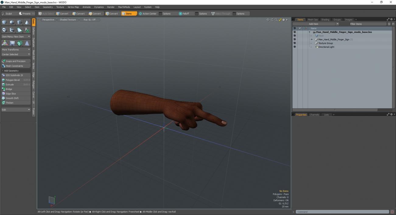 Man Hand Middle Finger Sign 3D