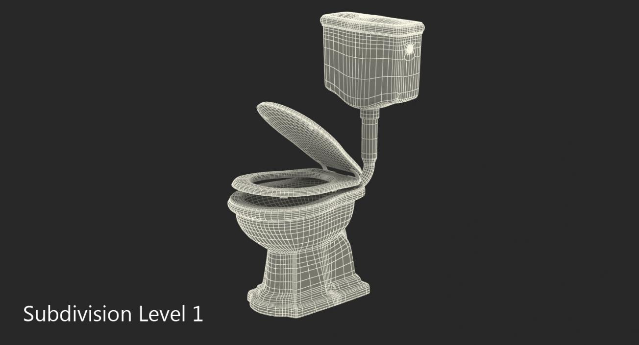 Old Style High Level Toilet 3D