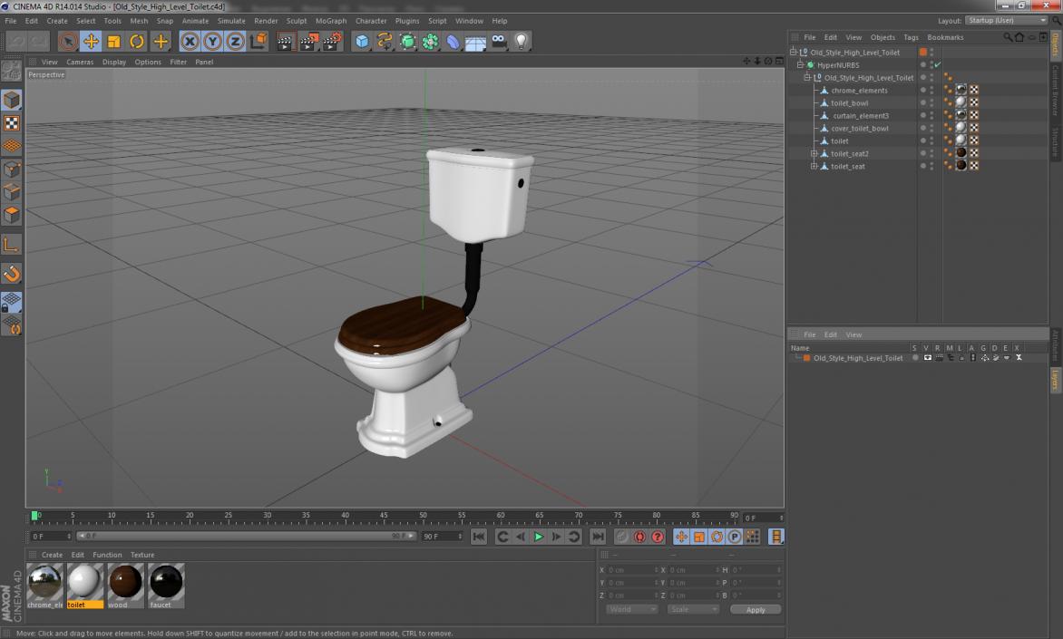 Old Style High Level Toilet 3D