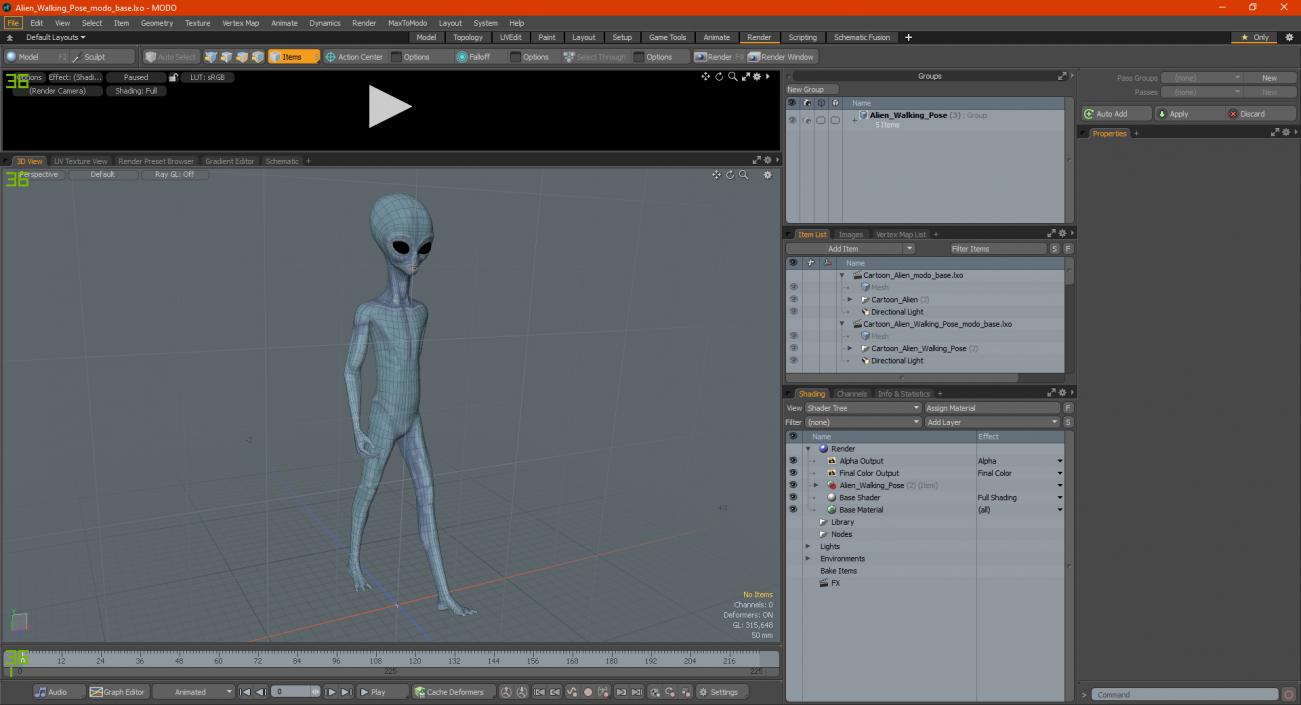 3D Alien Walking Pose model