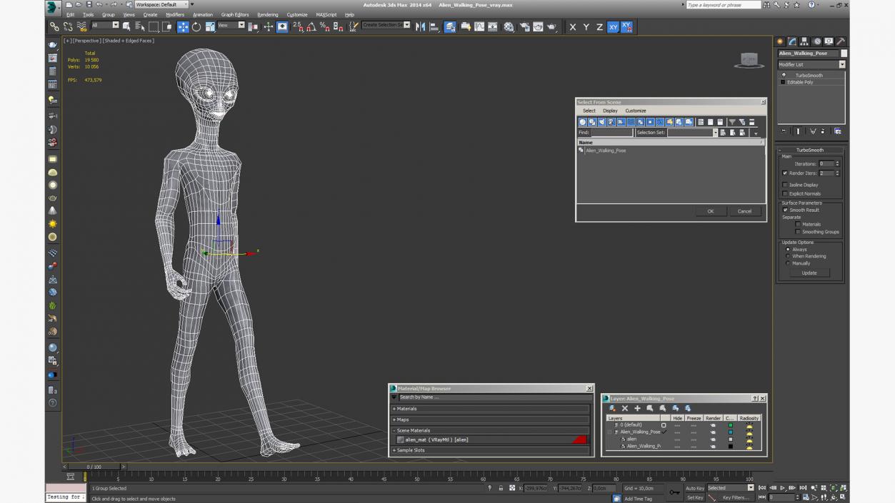 3D Alien Walking Pose model