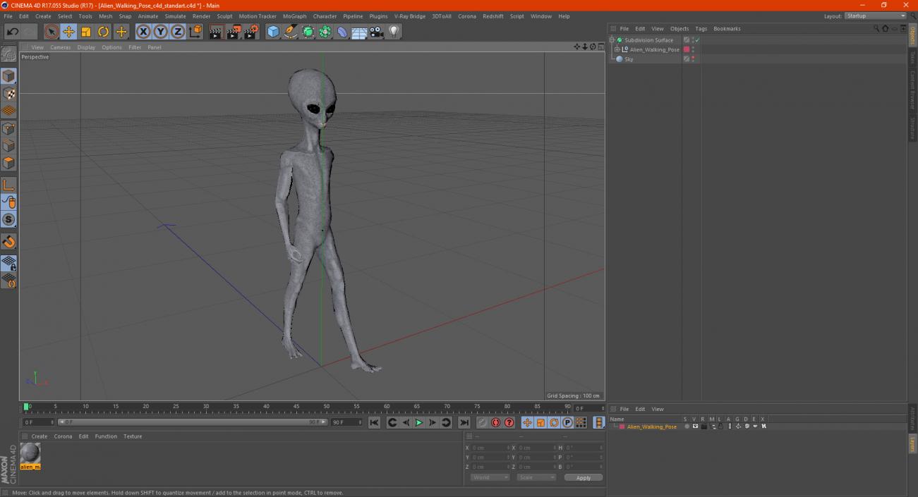 3D Alien Walking Pose model