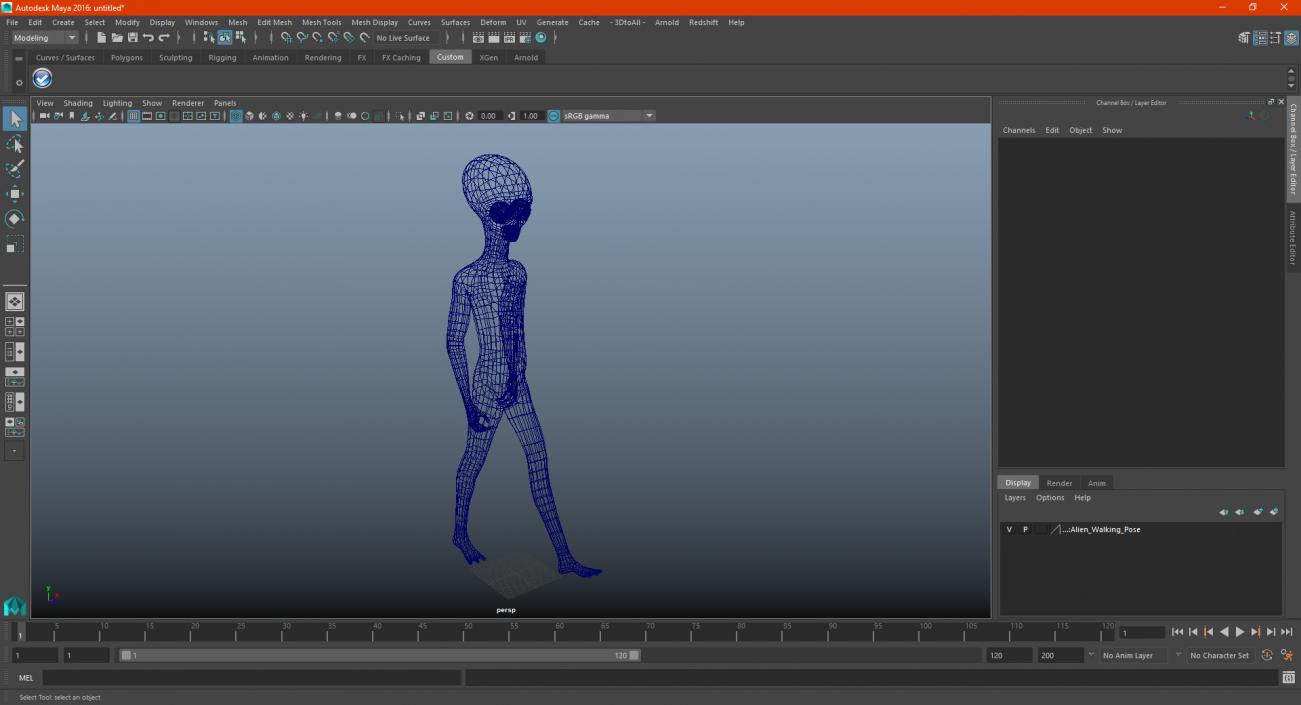 3D Alien Walking Pose model