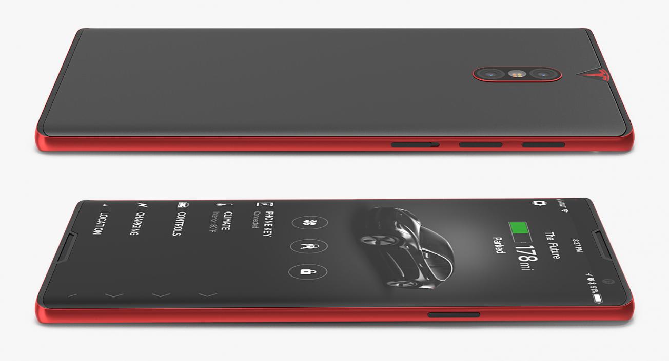 3D Tesla Phone Concept Red model