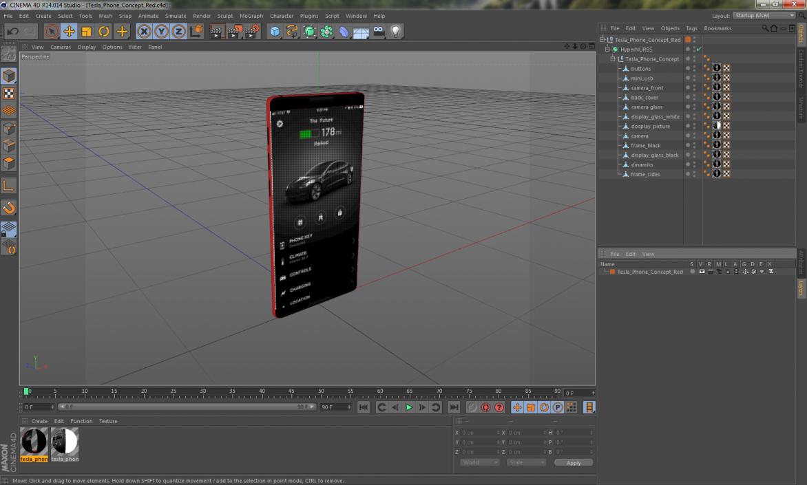 3D Tesla Phone Concept Red model