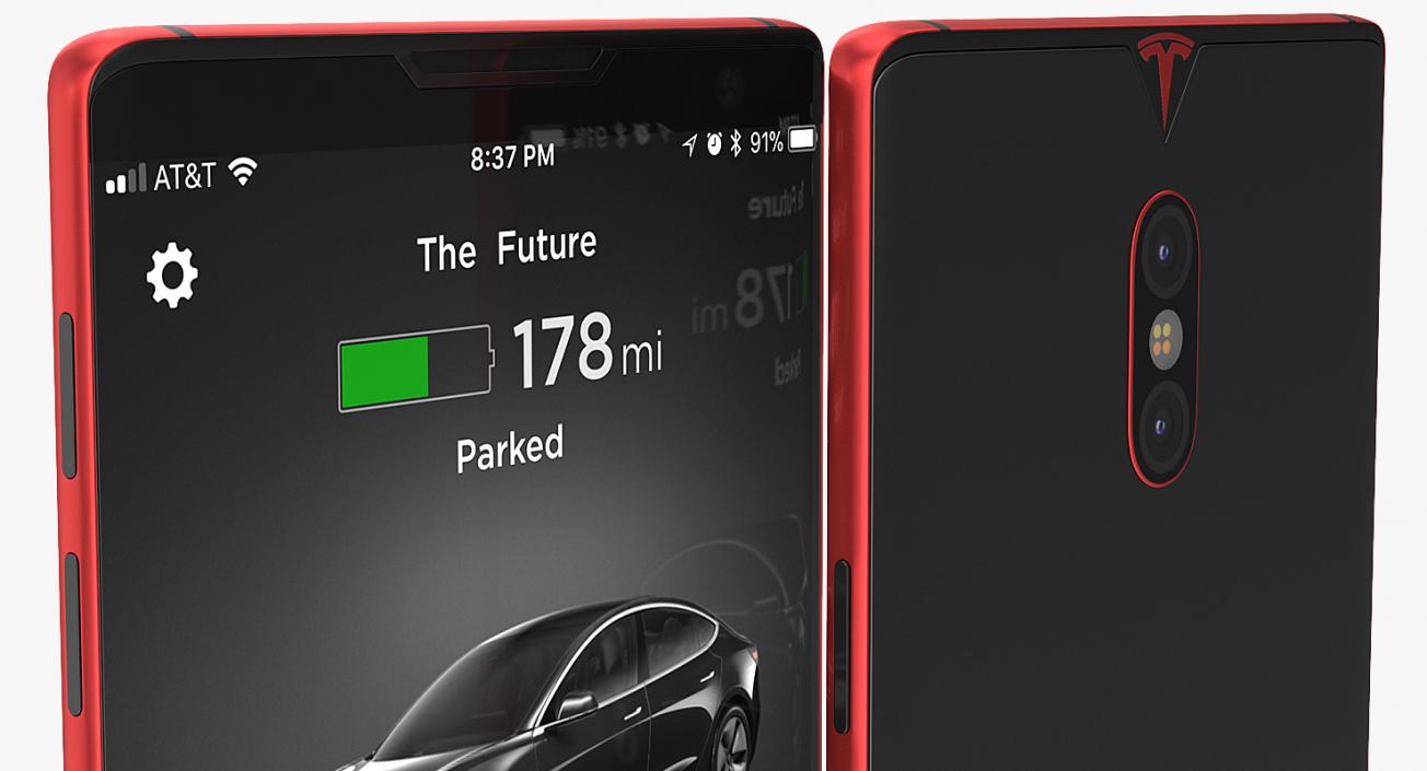 3D Tesla Phone Concept Red model