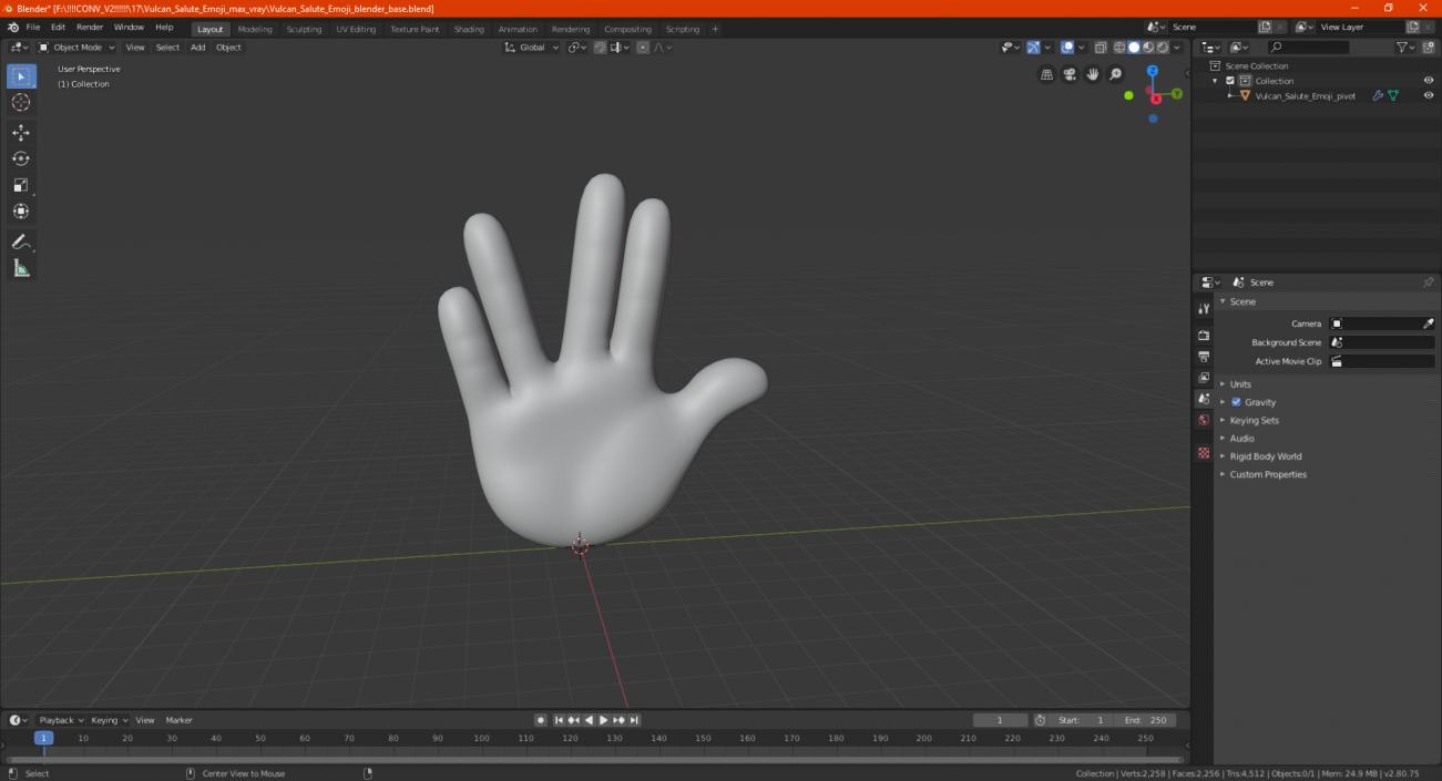 Vulcan Salute Emoji 3D model