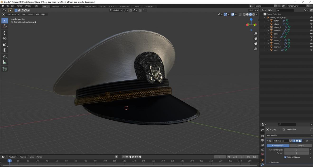 Naval Officer Cap 3D