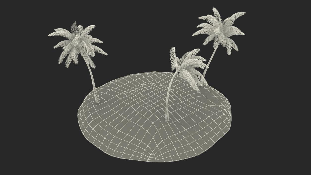 3D Tropical Island with Palms