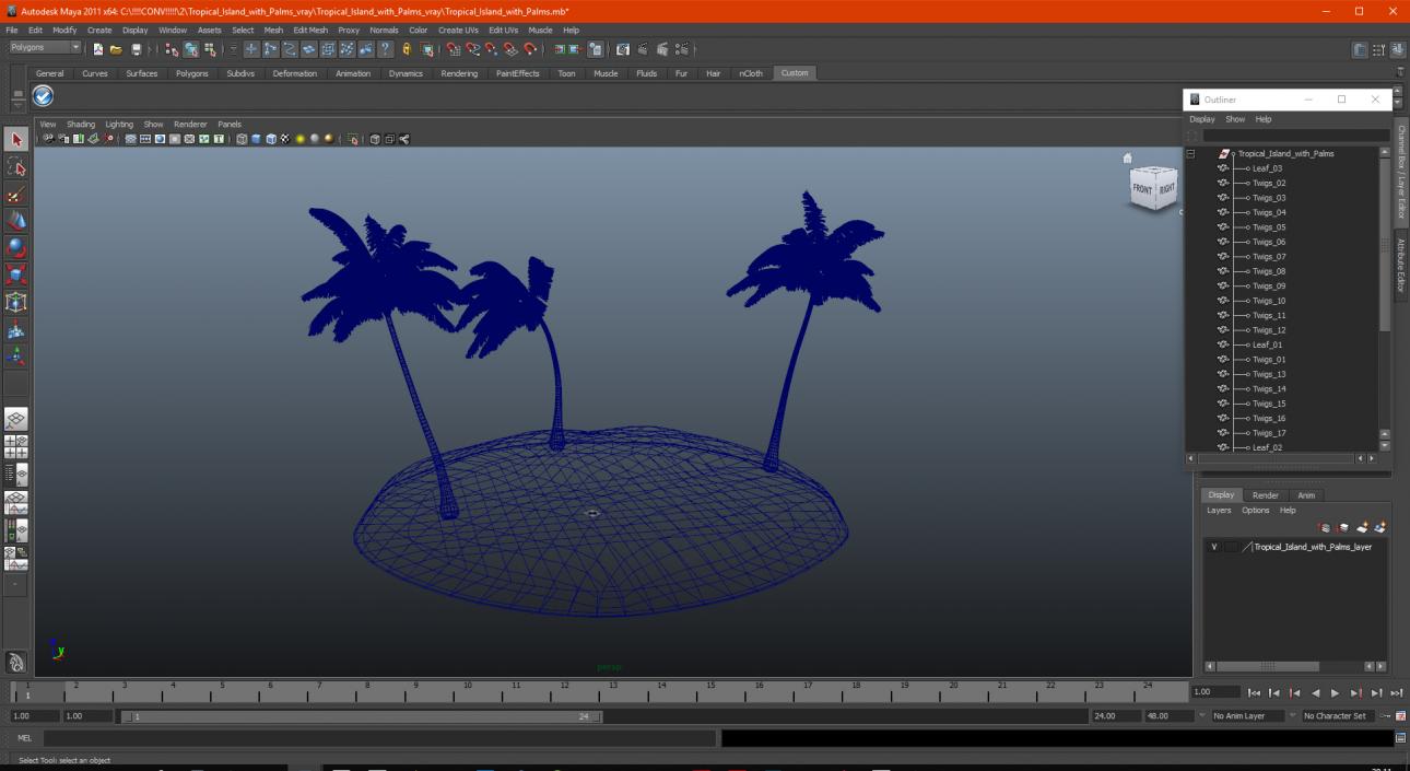 3D Tropical Island with Palms