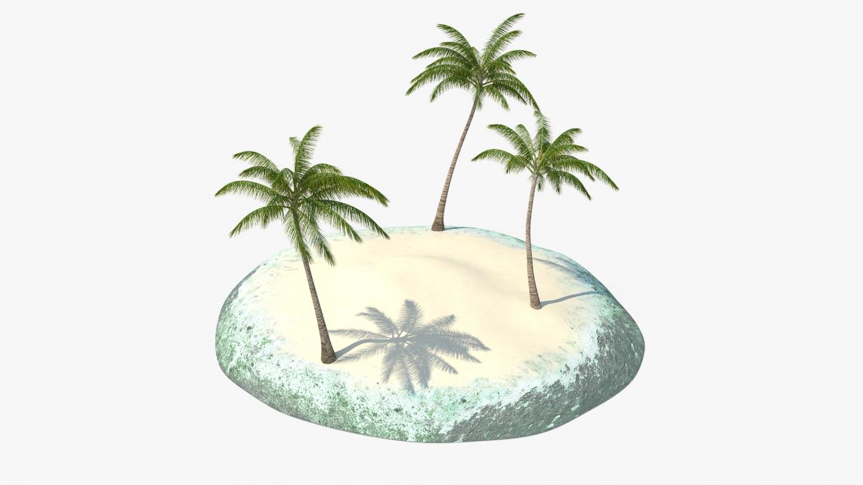 3D Tropical Island with Palms