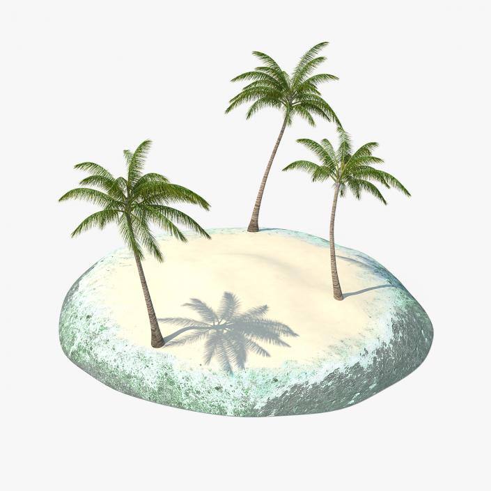 3D Tropical Island with Palms