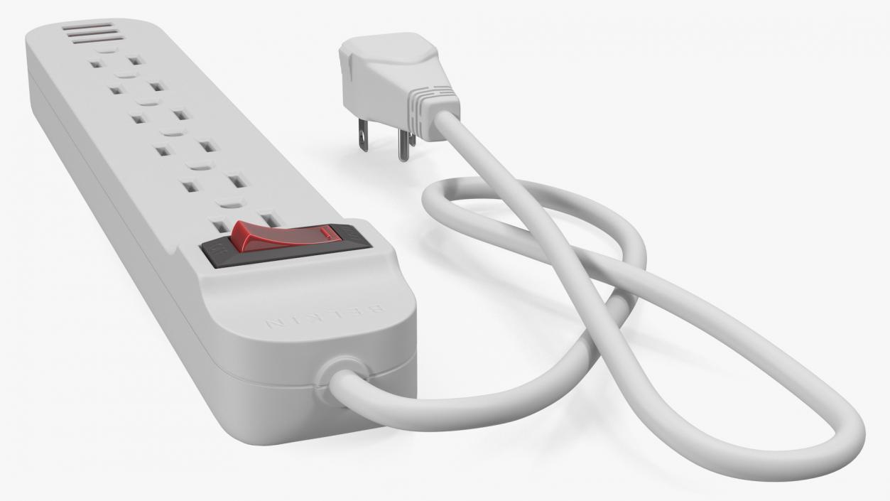 3D Power Strip US Plug 6 US Sockets USB