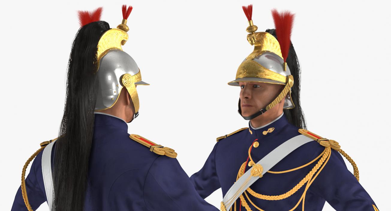 3D French Republican Guard in Traditional Uniform Rigged model