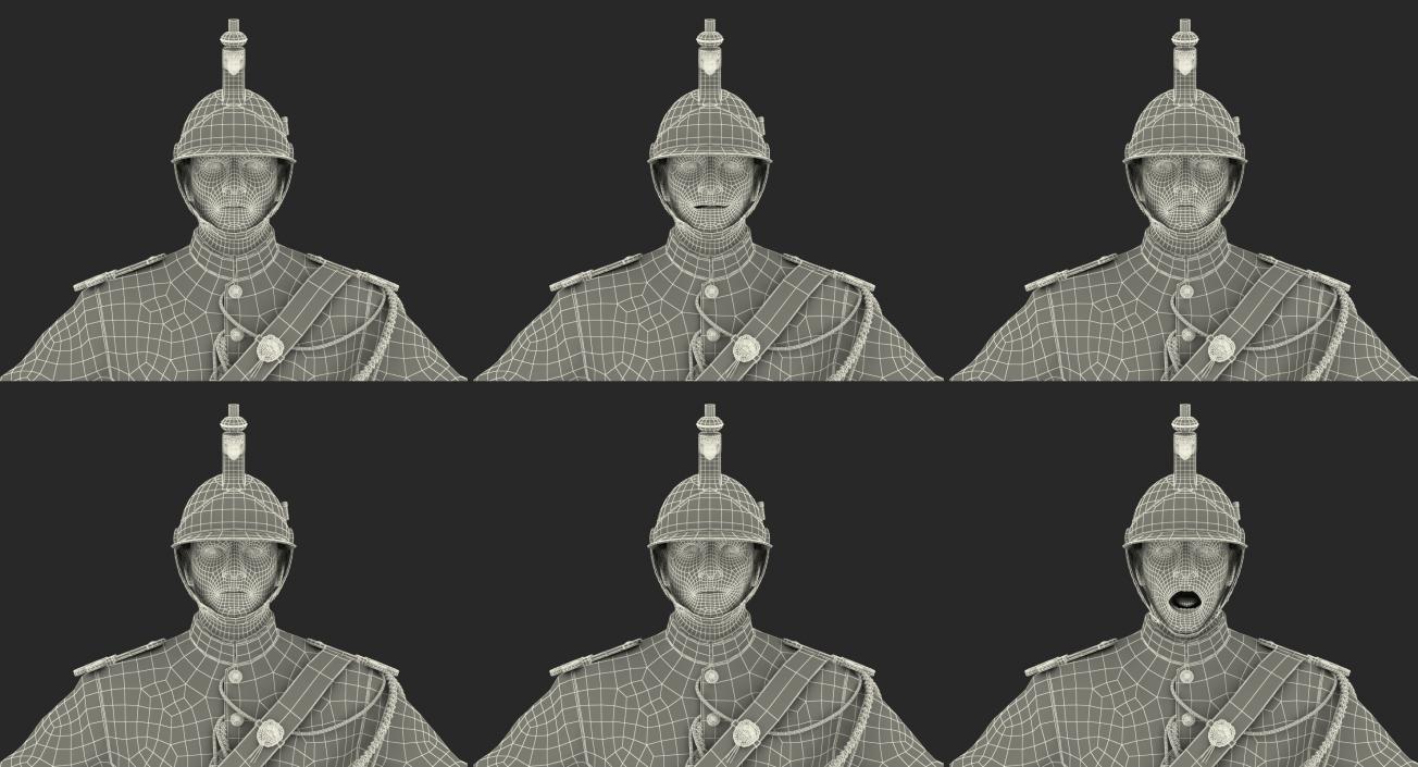 3D French Republican Guard in Traditional Uniform Rigged model