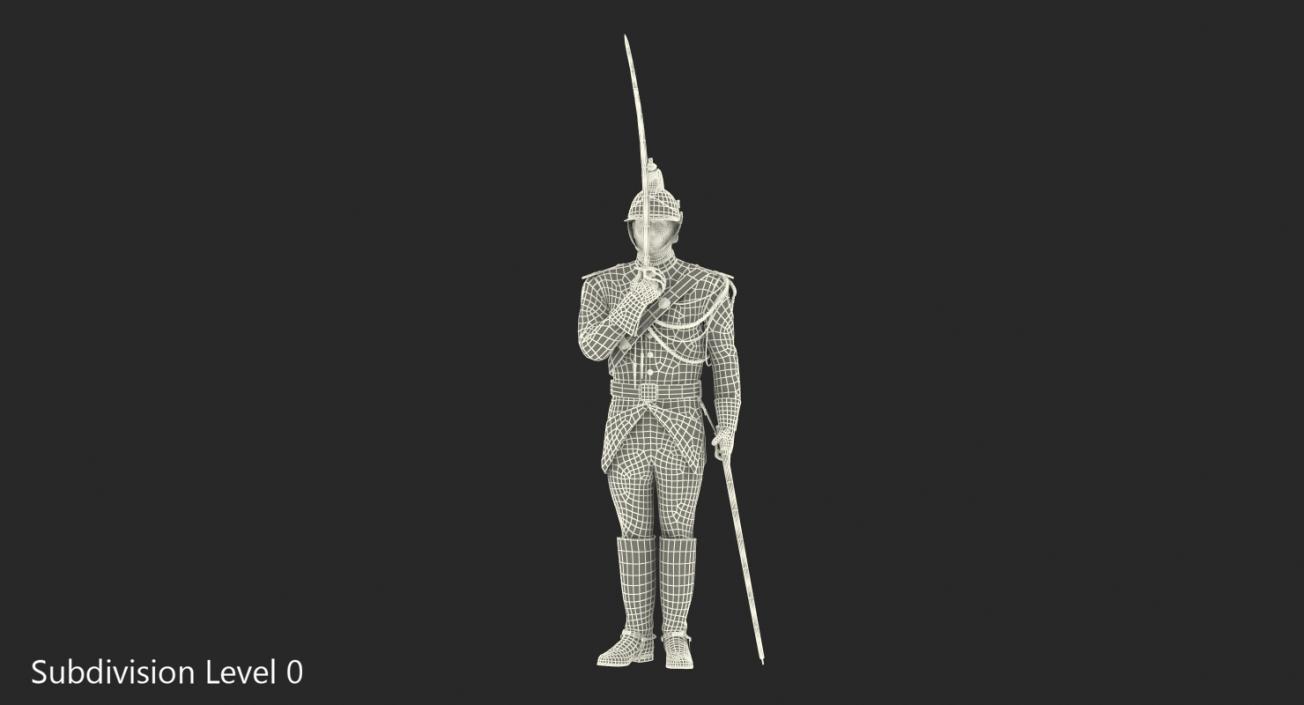 3D French Republican Guard in Traditional Uniform Rigged model