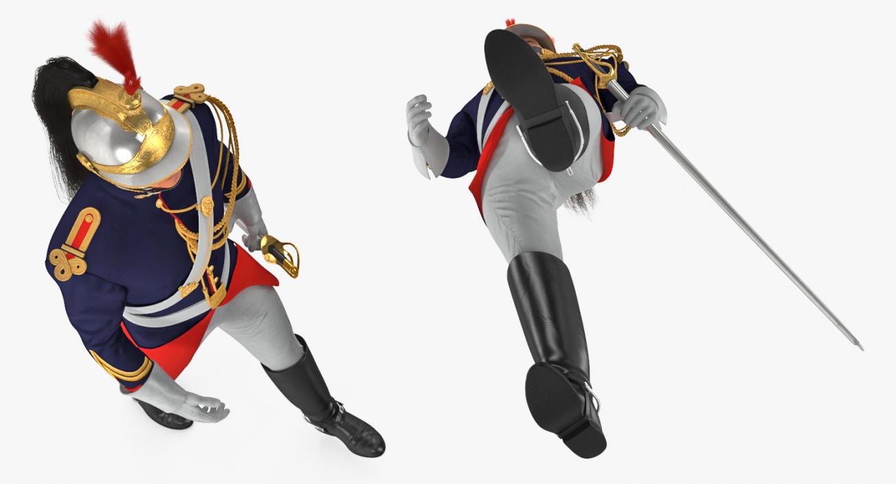 3D French Republican Guard in Traditional Uniform Rigged model