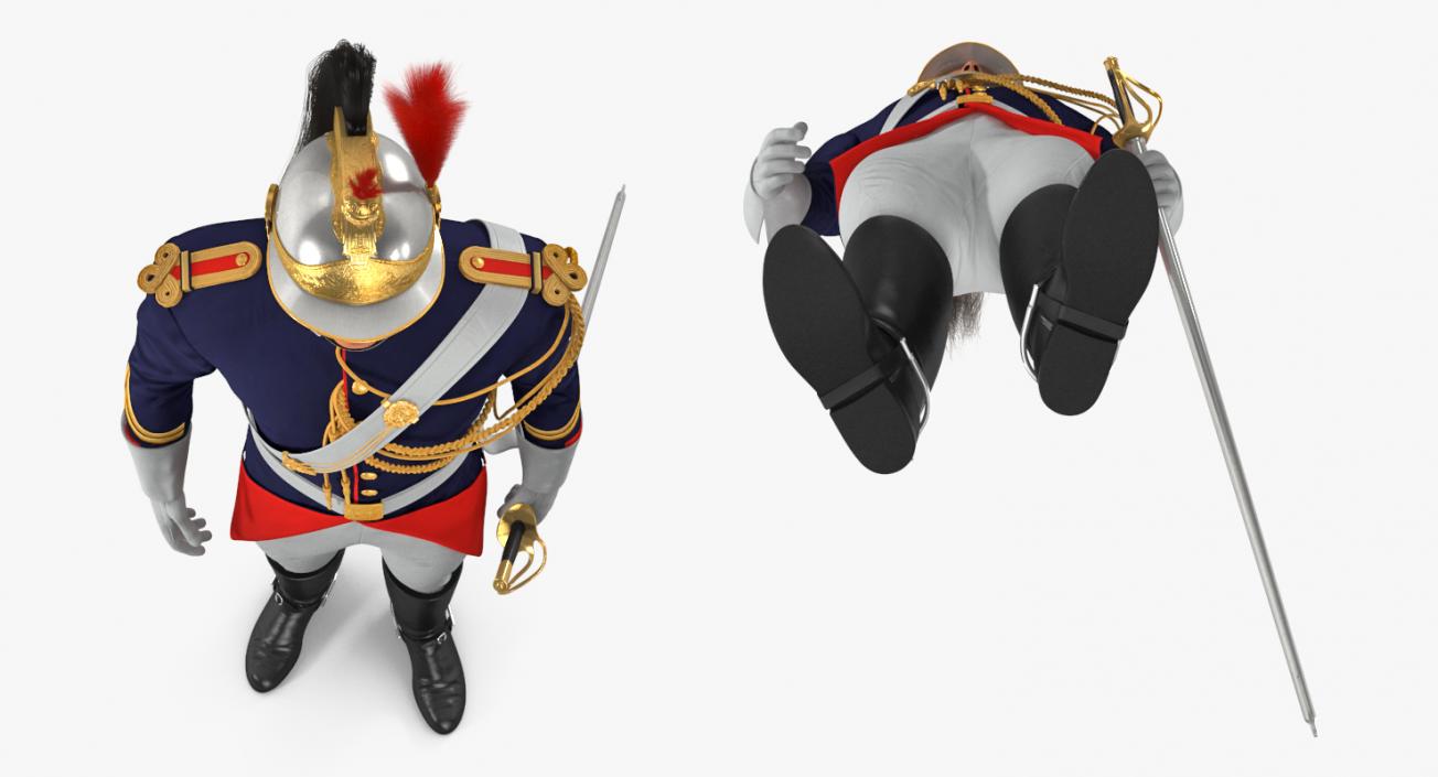 3D French Republican Guard in Traditional Uniform Rigged model