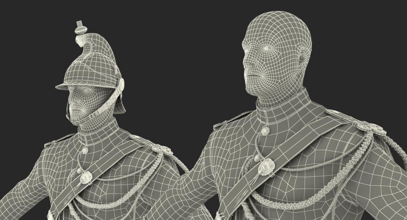 3D French Republican Guard in Traditional Uniform Rigged model