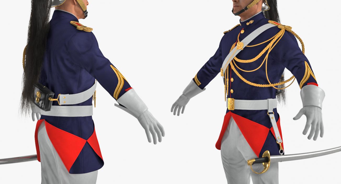 3D French Republican Guard in Traditional Uniform Rigged model