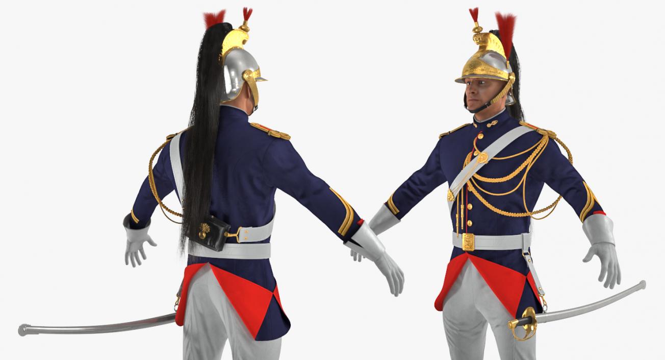 3D French Republican Guard in Traditional Uniform Rigged model