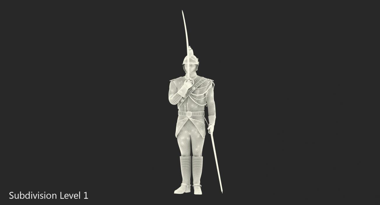 3D French Republican Guard in Traditional Uniform Rigged model