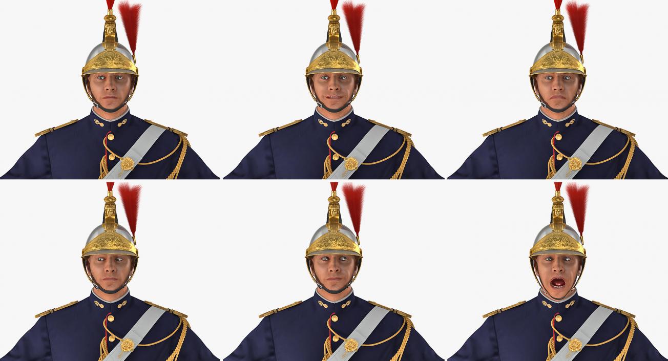 3D French Republican Guard in Traditional Uniform Rigged model