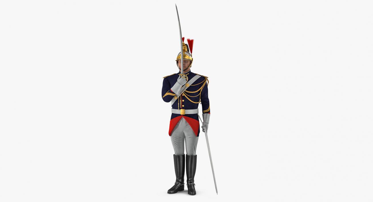 3D French Republican Guard in Traditional Uniform Rigged model