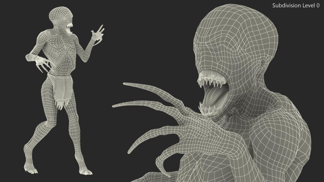 3D Scary Creature Standing Pose model