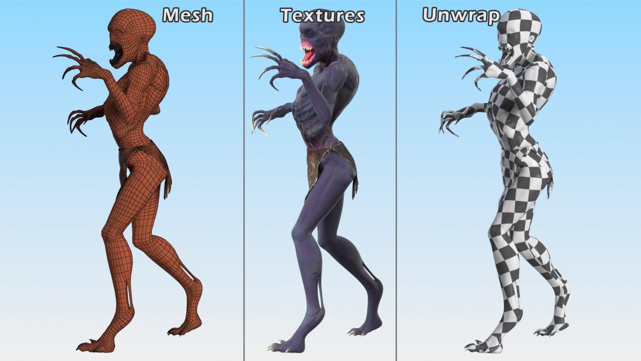 3D Scary Creature Standing Pose model