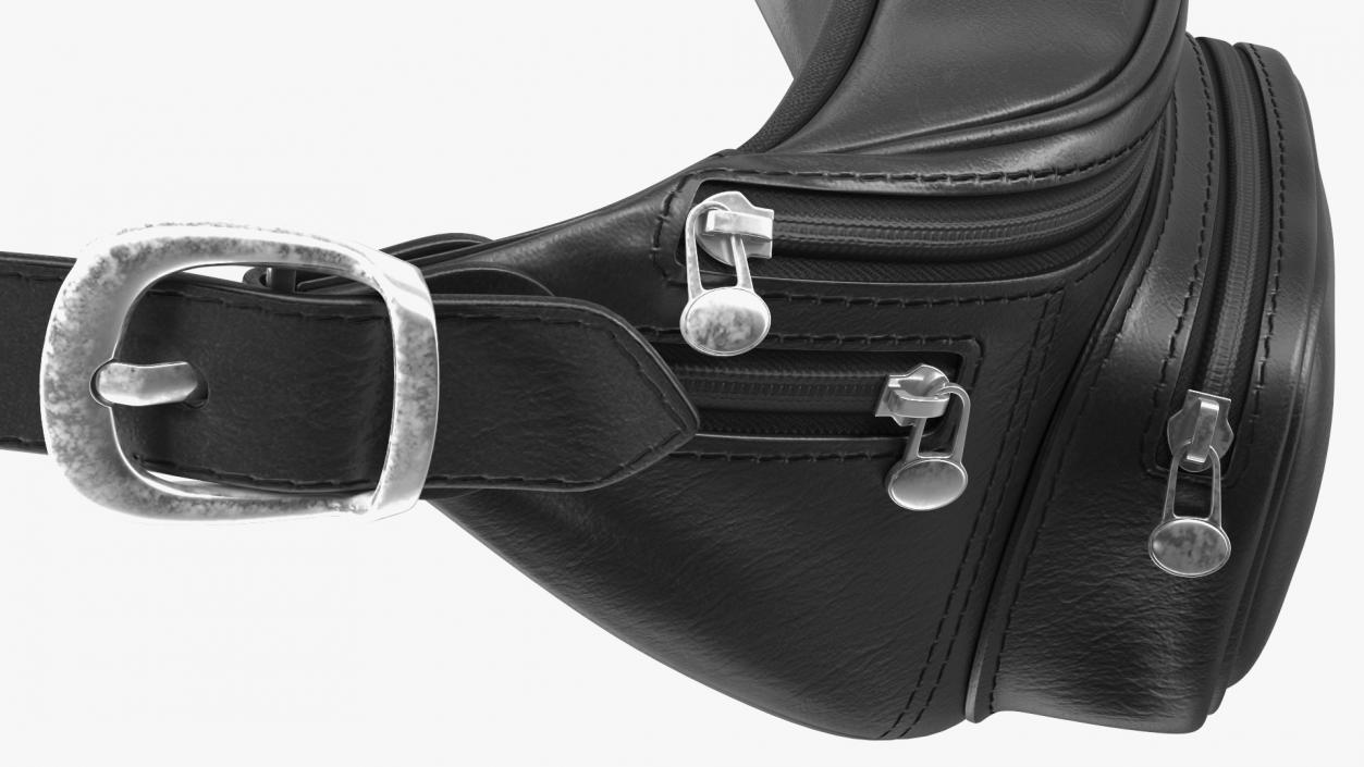 3D Black Leather Waist Bag model