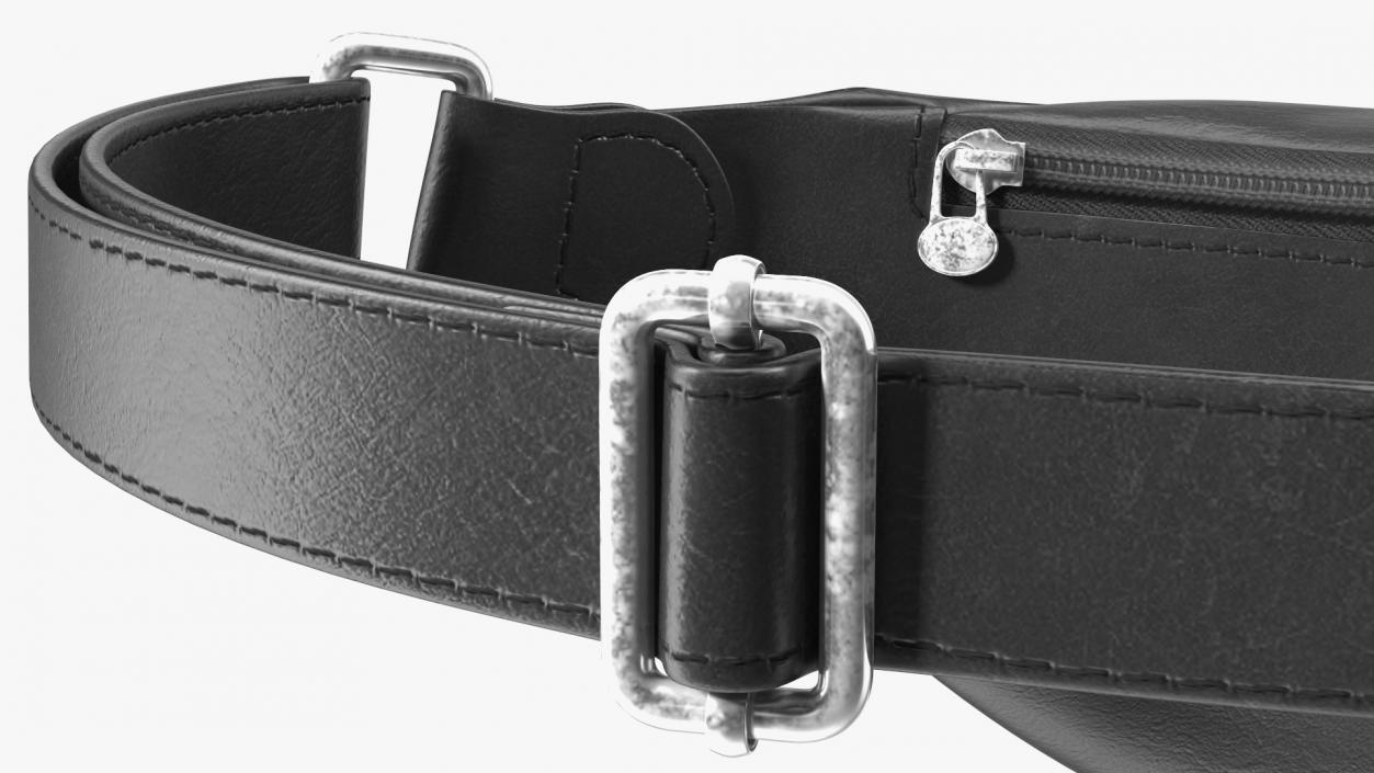 3D Black Leather Waist Bag model