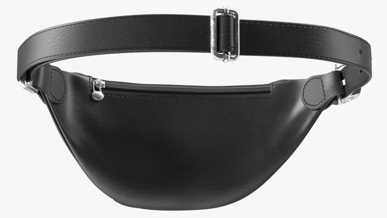 3D Black Leather Waist Bag model