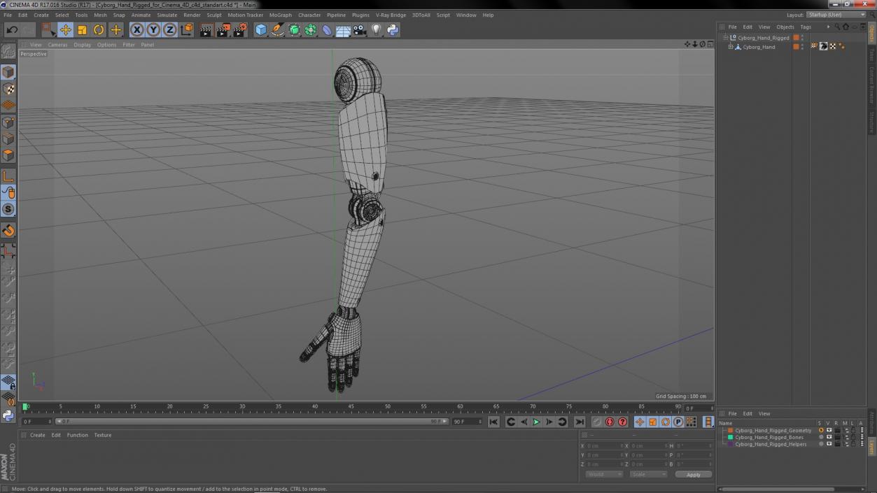 Cyborg Hand Rigged for Cinema 4D 3D