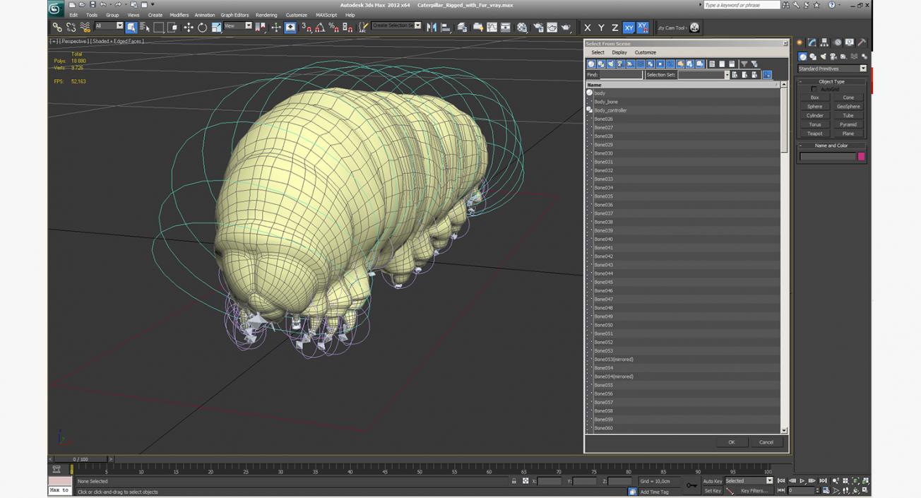 3D Papilio Machaon Caterpillar Rigged with Fur model